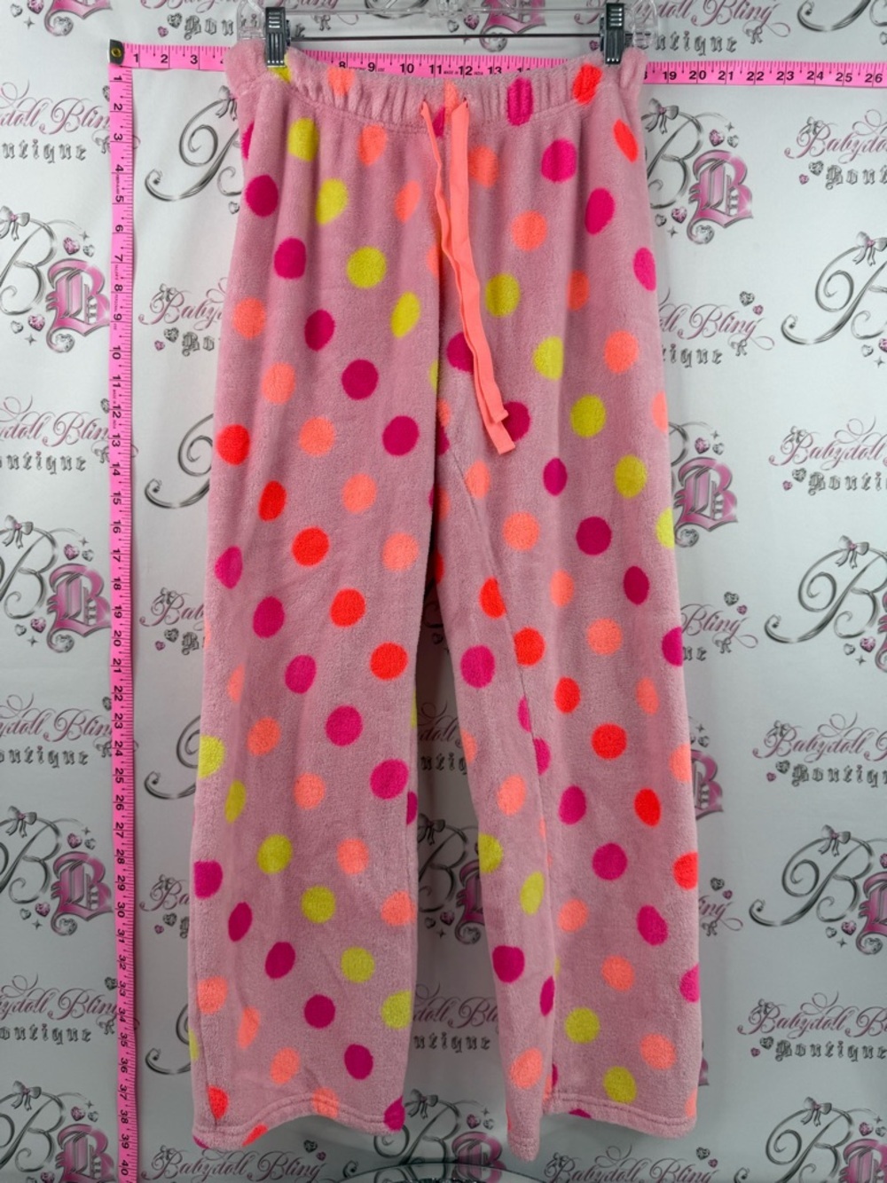 Justice Fleece Pajama Pants with Pink, orange and Neon Polka Dots Comfy lounge